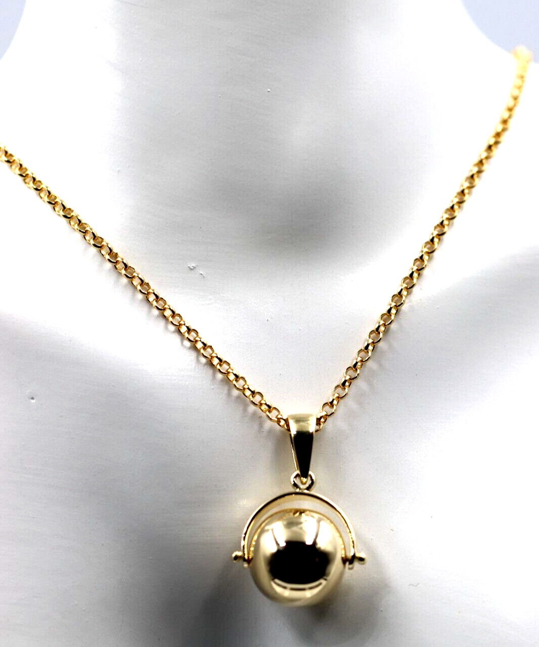 Genuine 9ct 9k Yellow Gold 70cm Cable Necklace Chain + Spinner Pendant