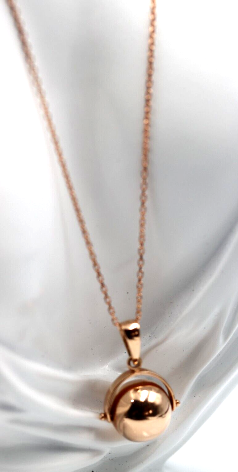Genuine 9ct 9k Yellow or Rose Gold 65cm Cable Necklace Chain + Spinner Pendant