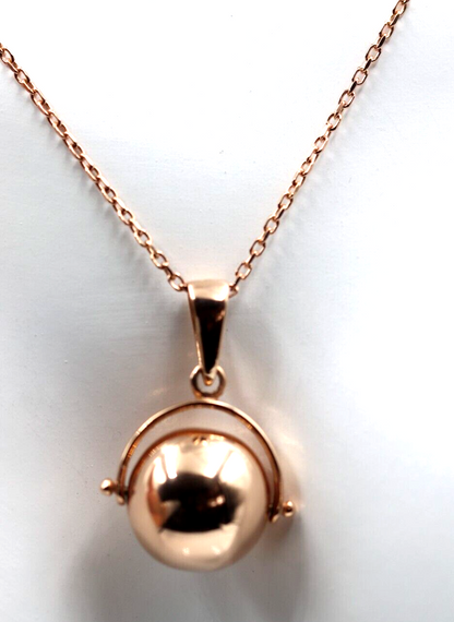 Genuine 9ct 9k Yellow or Rose Gold 65cm Cable Necklace Chain + Spinner Pendant