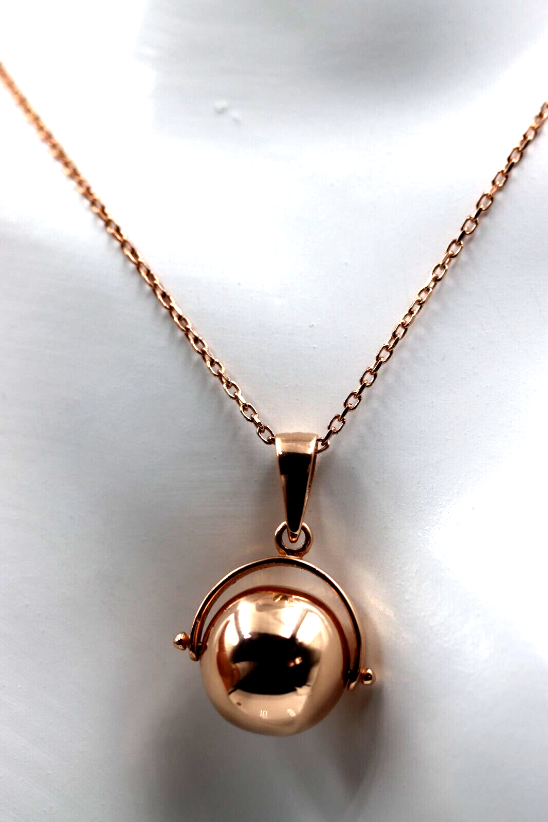 Genuine 9ct 9k Yellow or Rose Gold 65cm Cable Necklace Chain + Spinner Pendant