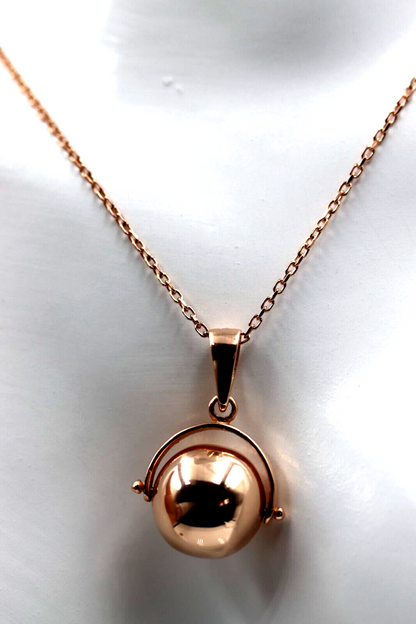 Genuine 9ct 9k Yellow or Rose Gold 65cm Cable Necklace Chain + Spinner Pendant