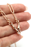 Handmade 50cm or 60cm 9ct 9k Yellow, Rose or White Gold Paper Clip Chain Necklace with T-Bar + Swivels
