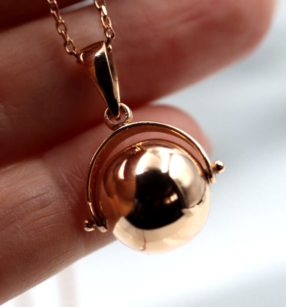 Genuine 9ct 9k Yellow or Rose Gold 65cm Cable Necklace Chain + Spinner Pendant