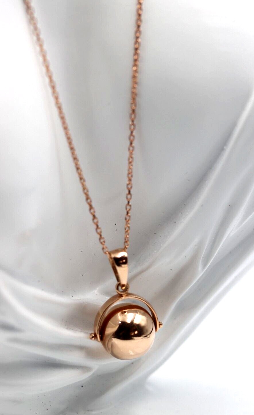 Genuine 9ct 9k Yellow or Rose Gold 65cm Cable Necklace Chain + Spinner Pendant