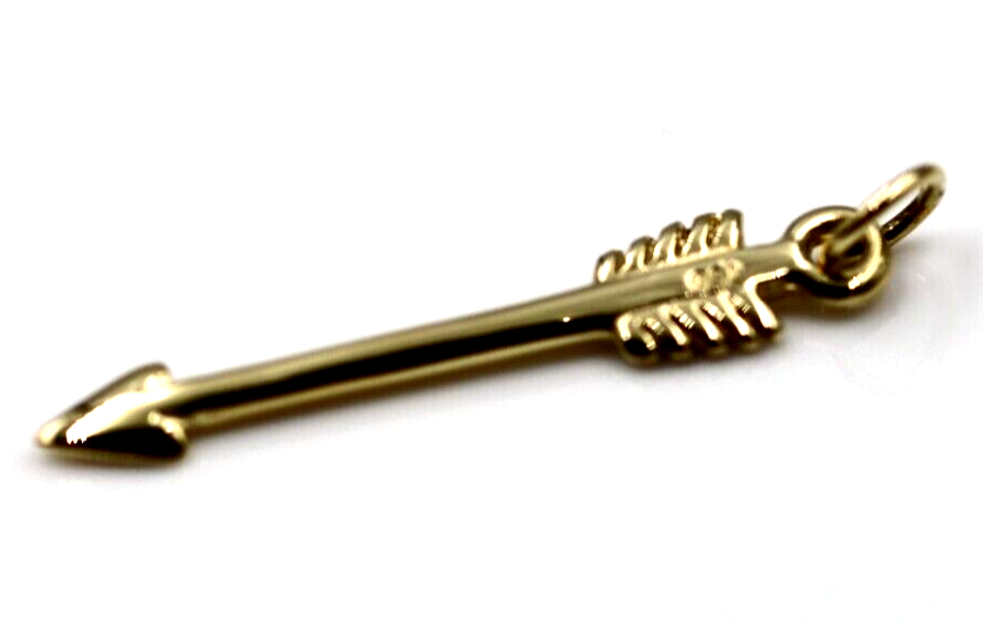 Genuine 9ct or 18ct Yellow, Rose or White Gold 750 Arrow Charm with jump ring