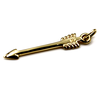 Genuine 9ct or 18ct Yellow, Rose or White Gold 750 Arrow Charm with jump ring