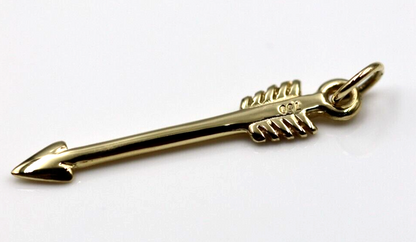 Genuine 9ct or 18ct Yellow, Rose or White Gold 750 Arrow Charm with jump ring