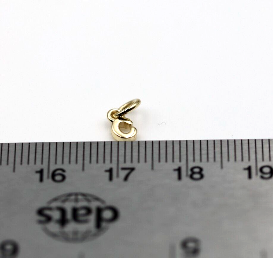 Genuine 9ct 9kt Genuine Very Small, Tiny Solid Yellow, Rose or White Gold Initial Pendant Charm C