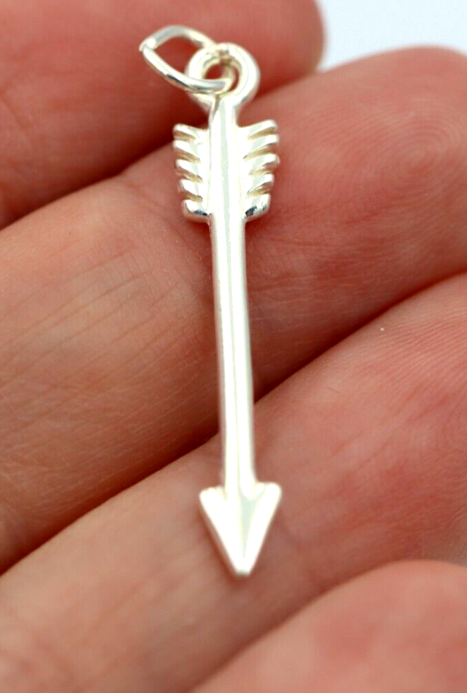 Genuine 9ct or 18ct Yellow, Rose or White Gold 750 Arrow Charm with jump ring