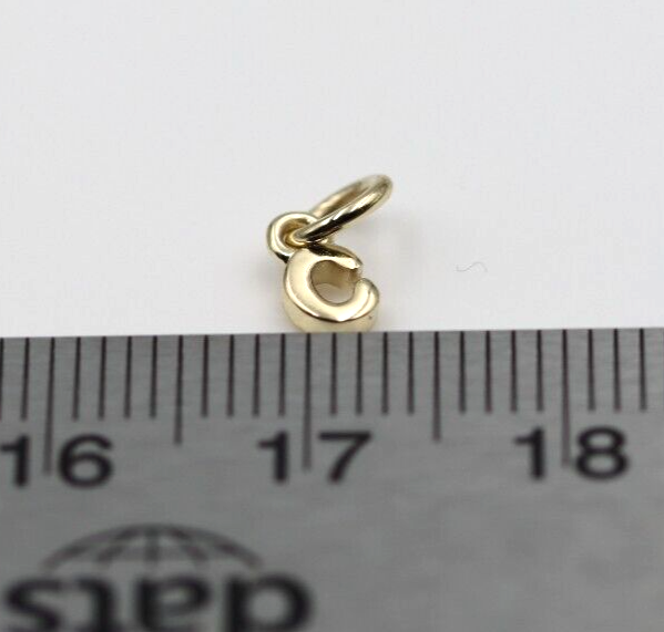 Genuine 9ct 9kt Genuine Very Small, Tiny Solid Yellow, Rose or White Gold Initial Pendant Charm C