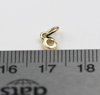 Genuine 9ct 9kt Genuine Very Small, Tiny Solid Yellow, Rose or White Gold Initial Pendant Charm C