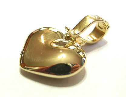 Genuine New 9ct 9k 375 Heavy Full Solid Yellow, Rose or White Gold Heart Pendant With Enhancer