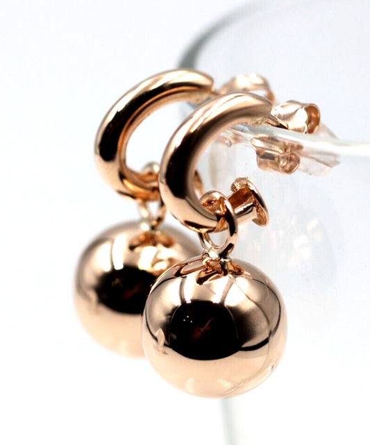 Kaedesigns Genuine Heavy 9ct 9kt 375 Yellow, Rose or White Gold 14mm Belcher Ball Drop Earrings