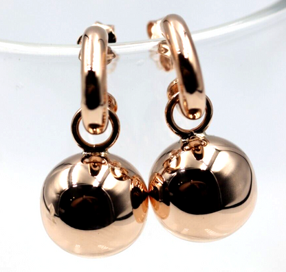 Kaedesigns Genuine Heavy 9ct 9kt Yellow, Rose or White Gold 14mm Belcher Ball Drop Earrings