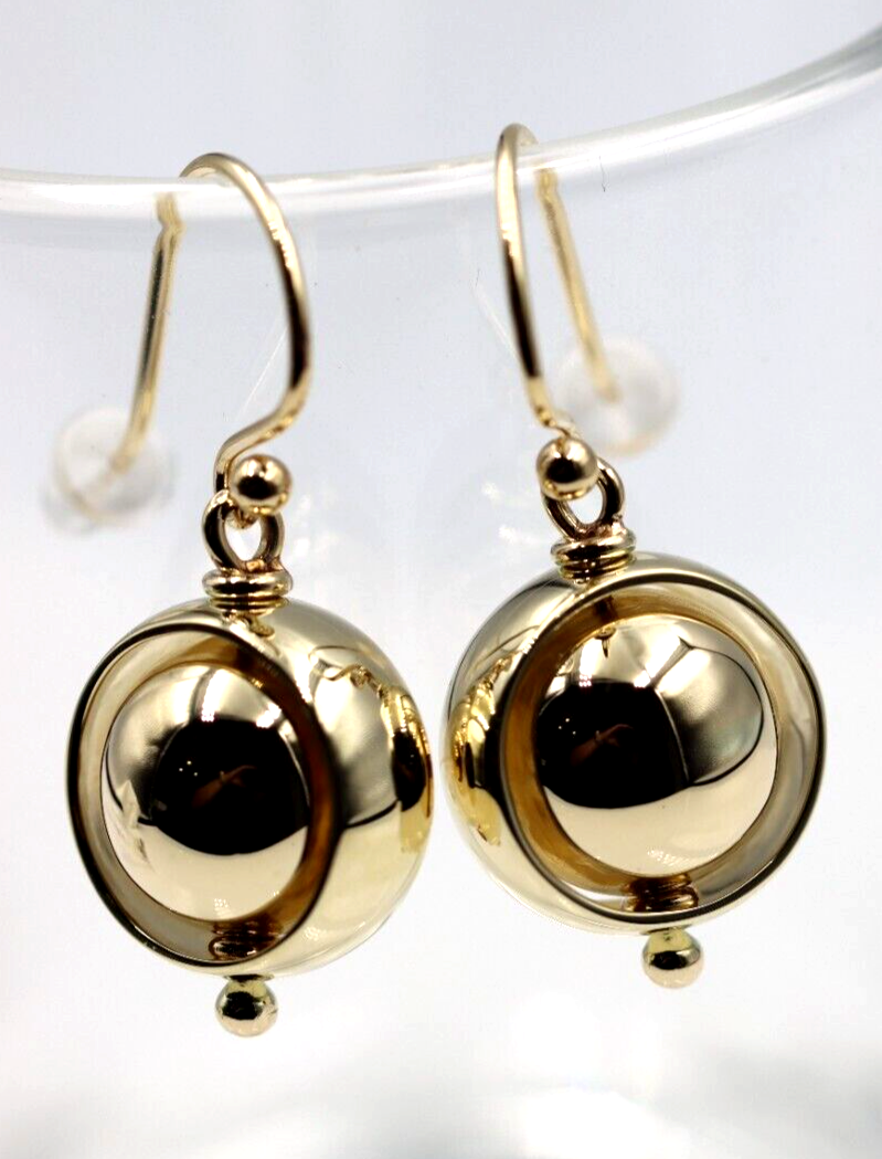 Kaedesigns Genuine 9ct 9k 375 Yellow, Rose or White Gold 12mm Spinning Belcher Ball Earrings