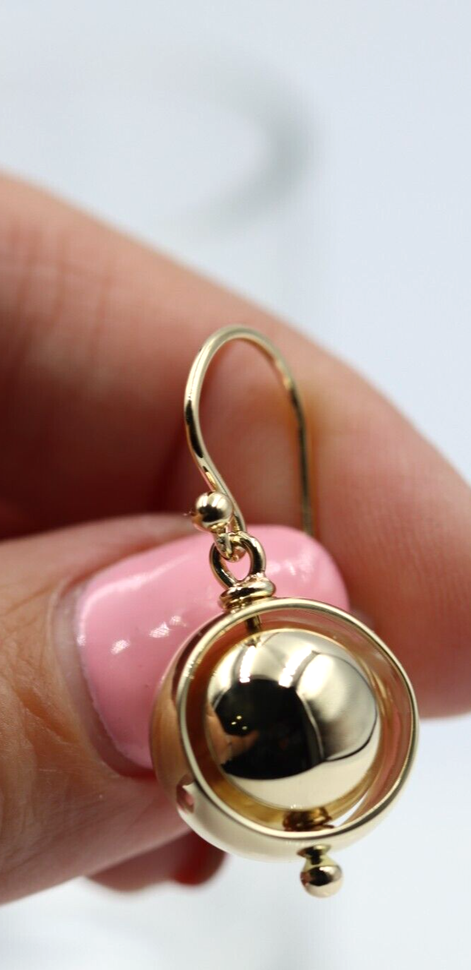 Kaedesigns Genuine 9ct 9k 375 Yellow, Rose or White Gold 12mm Spinning Belcher Ball Earrings