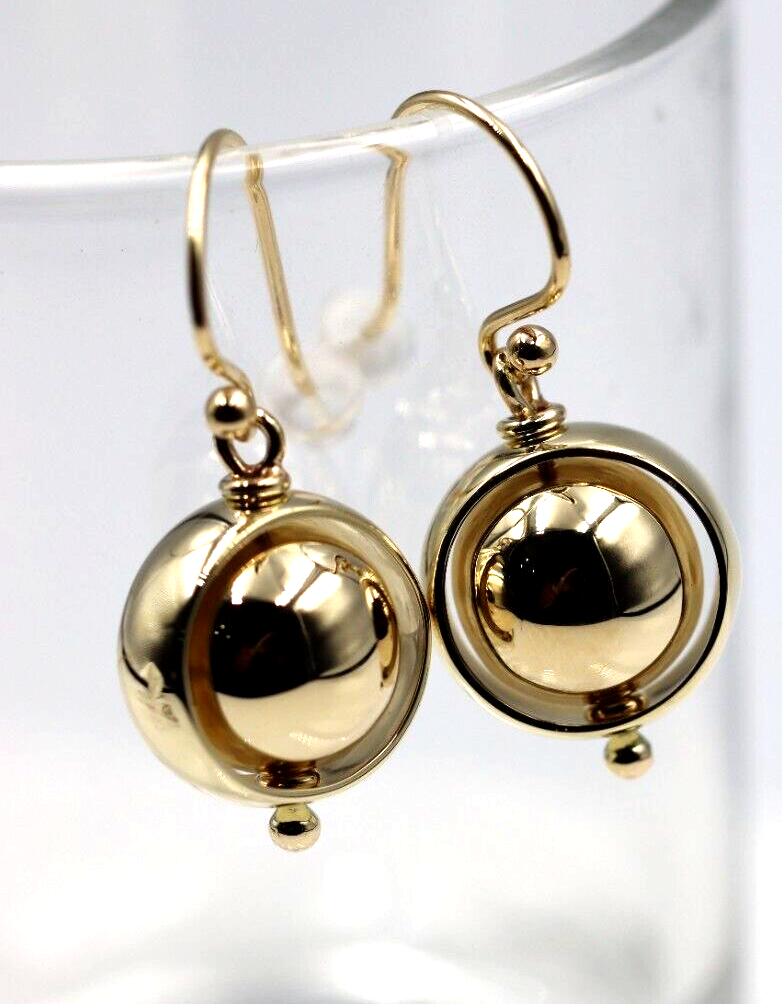 Kaedesigns Genuine 9ct 9k 375 Yellow, Rose or White Gold 12mm Spinning Belcher Ball Earrings