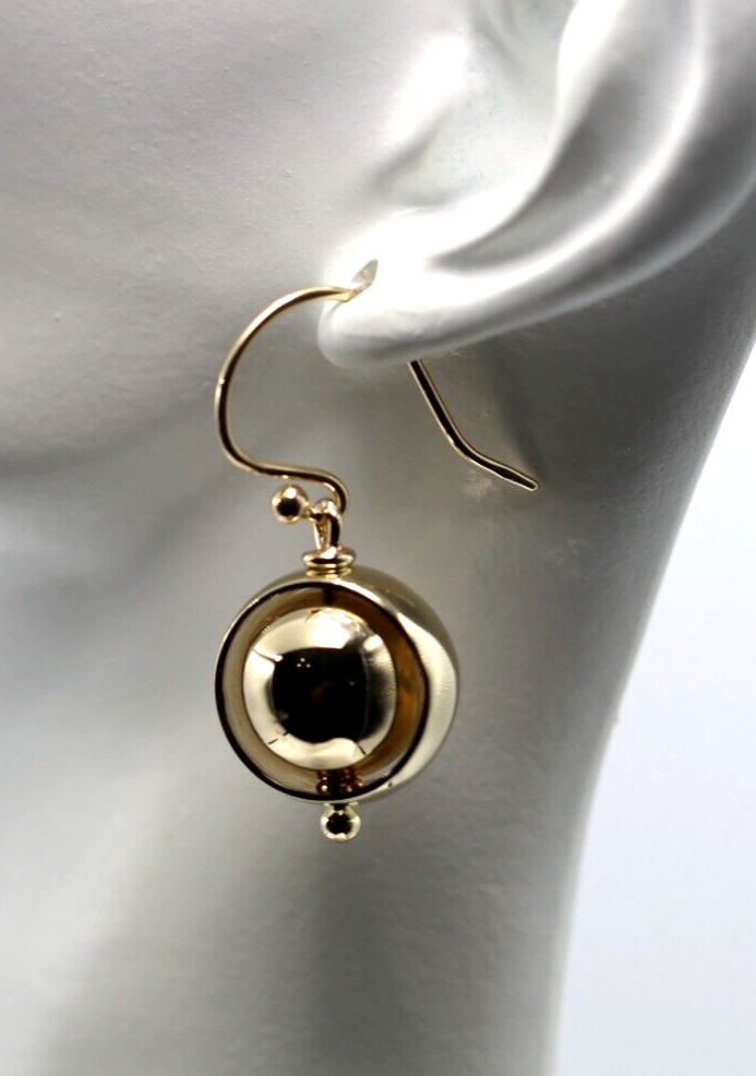 Kaedesigns Genuine 9ct 9k 375 Yellow, Rose or White Gold 12mm Spinning Belcher Ball Earrings