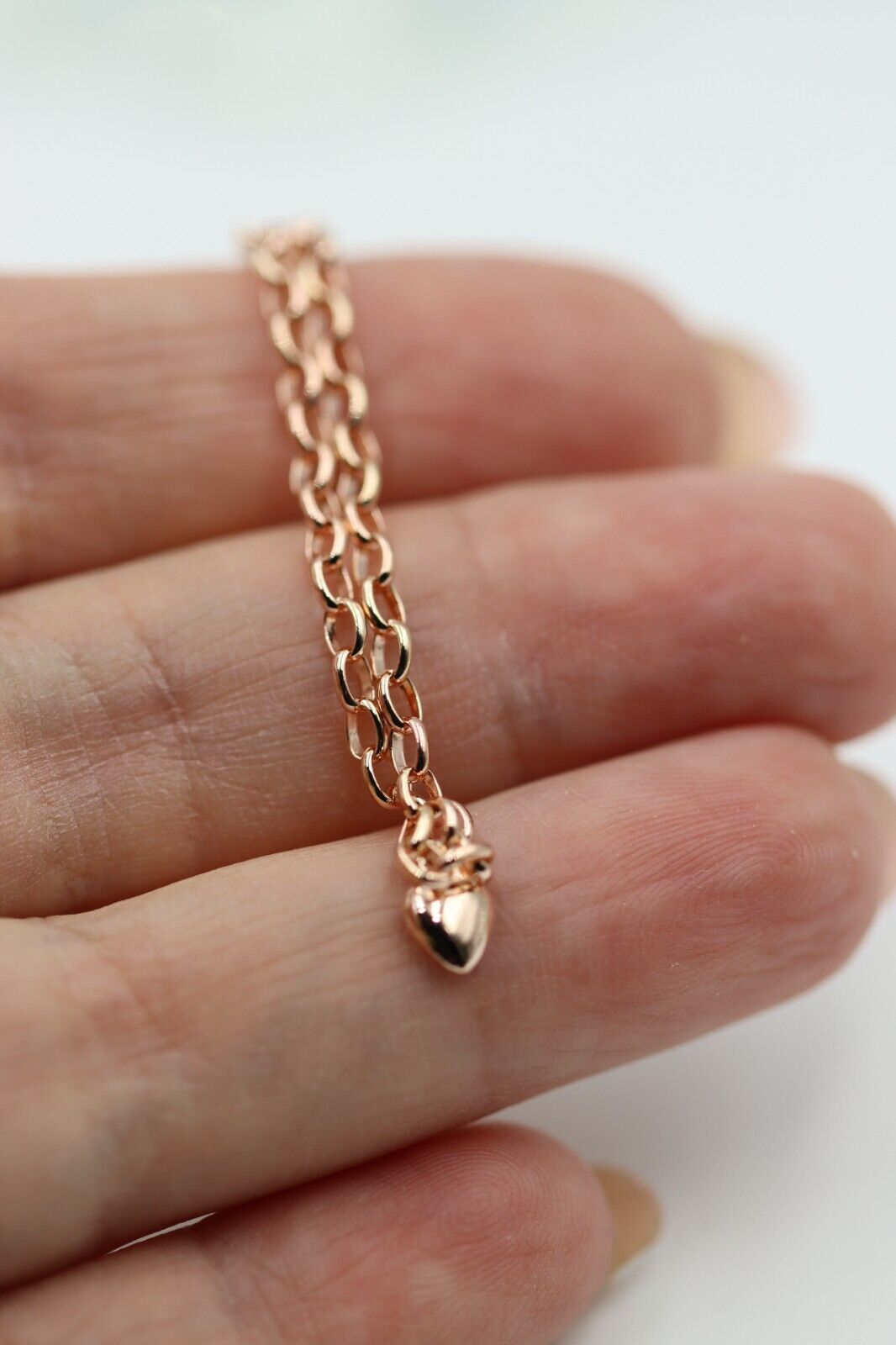 Genuine 9ct 9K 375 Solid Yellow or Rose Gold 25cm Belcher Anklet + 1 heart charm