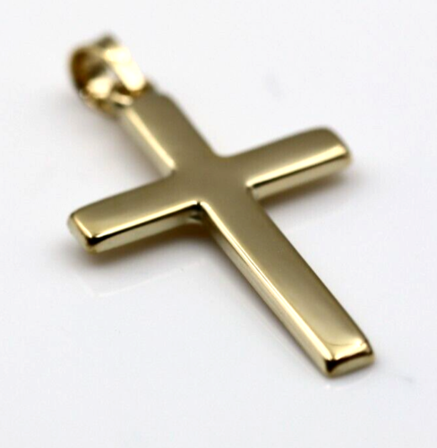 Genuine Small Hollow 9ct 9K 375 Yellow Gold Cross Pendant 26mm x 15mm