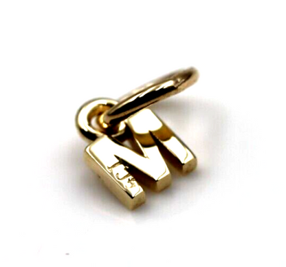 Genuine 9ct 9kt Genuine Tiny Very Small Yellow, Rose or White Gold Initial Pendant Charm M