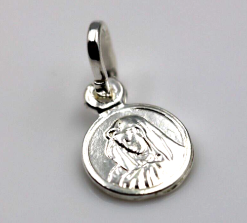 Genuine 9ct Yellow Gold or Sterling Silver 8mm Round Mary Madonna Pendant or Charm