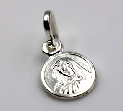 Genuine 9ct Yellow Gold or Sterling Silver 8mm Round Mary Madonna Pendant or Charm