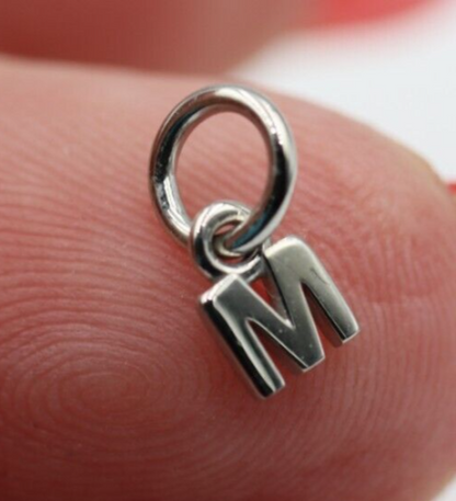Genuine 9ct 9kt Genuine Tiny Very Small Yellow, Rose or White Gold Initial Pendant Charm M