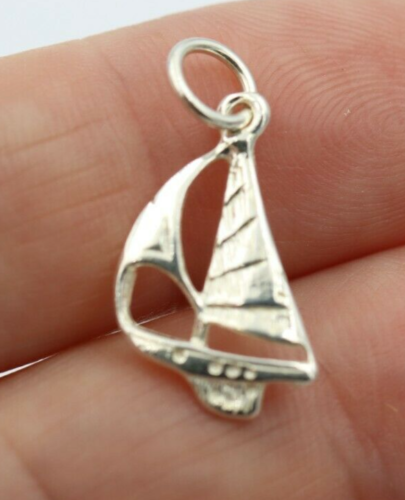 Genuine 9ct Yellow Gold or Sterling Silver Solid Yacht Boat Pendant or Charm