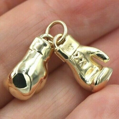 Genuine 9ct 9k 375 Yellow or Rose or White Gold Med-Large Boxing Glove Pendant