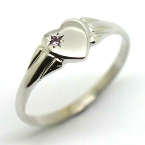 Genuine 9ct 9k 375 Yellow, Rose or White Gold Heart Amethyst Signet Ring -  February Birthstone (Copy)
