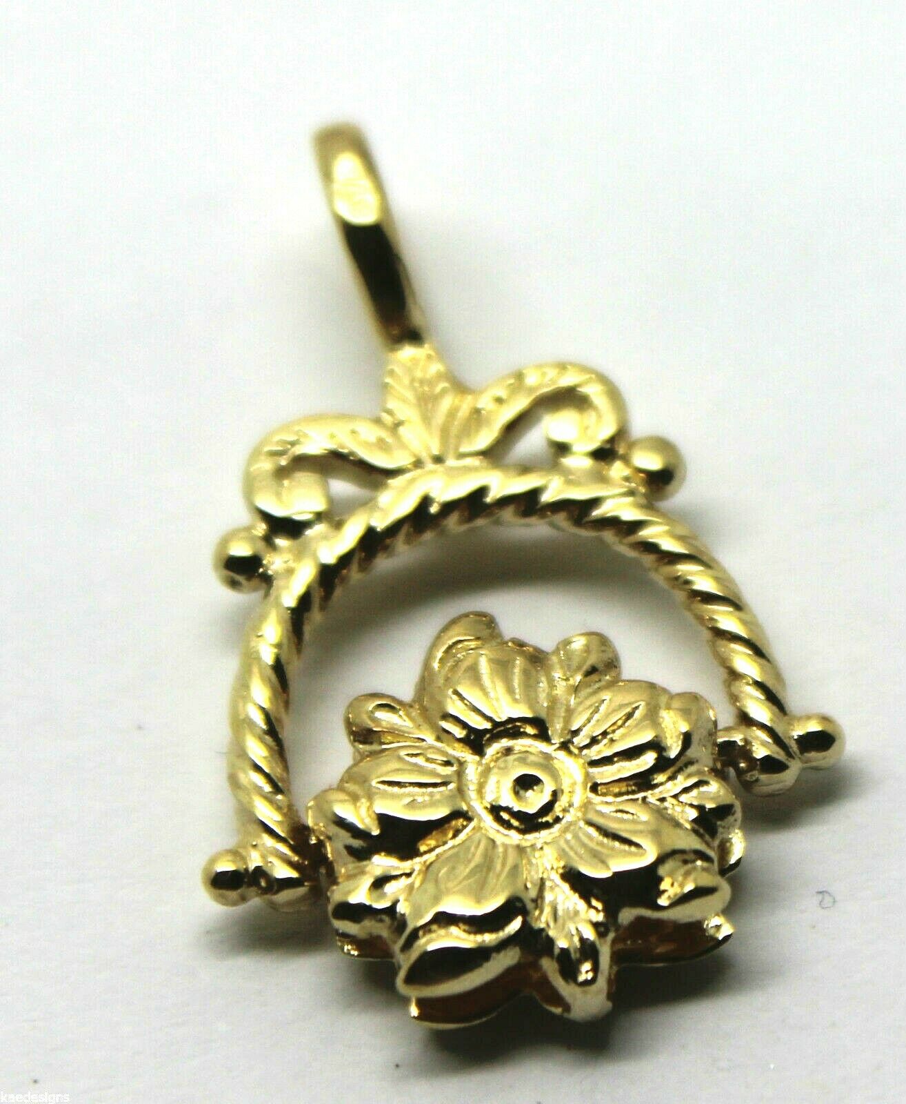 Genuine 9ct 9k 375 Yellow, Rose or White Gold  Flower Spinner Pendant