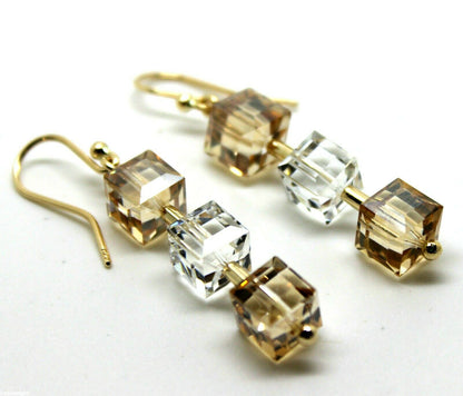 Kaedesigns, Genuine 9ct 9k 375 Yellow Gold Crystal Earrings