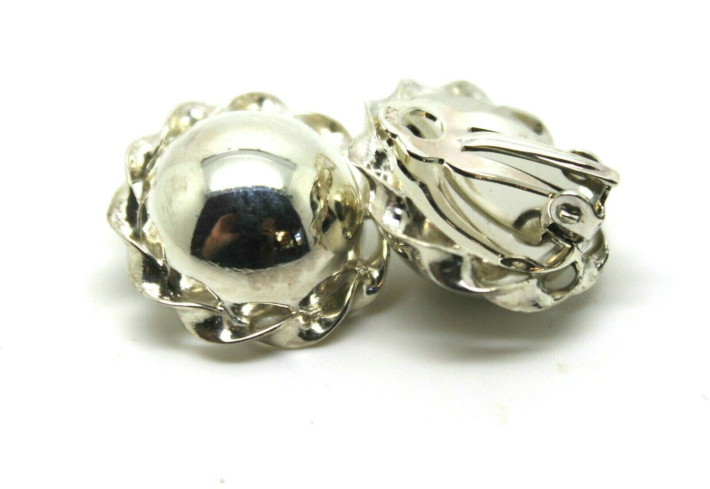 Kaedesigns Sterling Silver 925 Half Large Ball Round Clip On Earrings