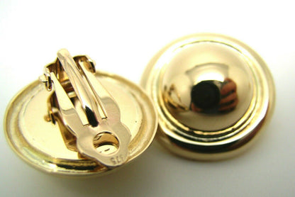 Genuine 9k 9ct 375 Yellow, Rose, White Gold Clip On Large 14mm Half Ball Round Earrings
