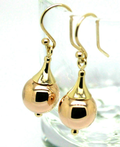 Genuine 9ct 9k 375 Yellow & Rose Gold 12mm Ball Earrings