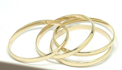 Genuine 9ct 9kt FULL SOLID Heavy Yellow, Rose or White gold 5mm wide half round Bangle 57mm inside diameter