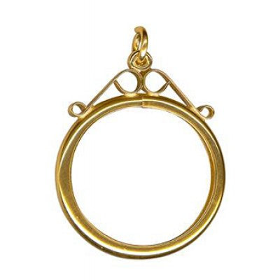 Genuine 9ct 9k Yellow Gold Half Sovereign Plain Scroll Coin Frame Mount