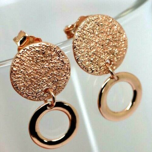 Genuine 9ct 9k 375 Yellow, Rose or White Gold Stud Disc Earrings Round Earrings