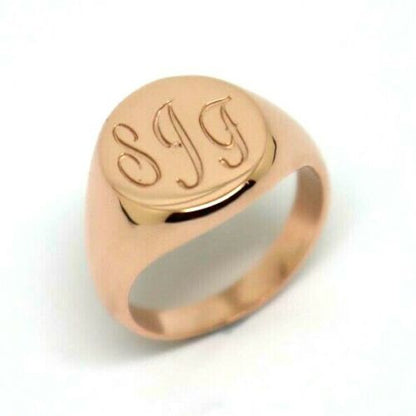 Genuine 9ct 9k 375 Yellow, Rose or White Gold Oval Signet Ring + Engraving - Choose your size Q to V