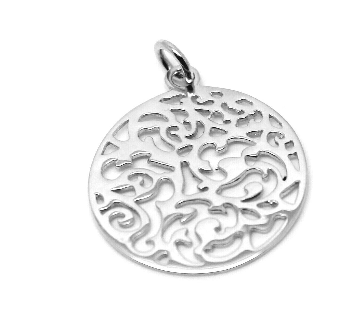 Genuine Solid 9ct 9kt 375 Yellow, White Or Rose Gold Round Filigree Pendant