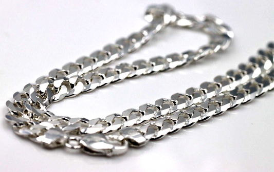 Sterling Silver 925 8mm Heavy Flat Kerb Curb Chain Necklace 50cm 50g