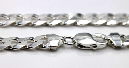 Sterling Silver 925 8mm Heavy Flat Kerb Curb Chain Necklace 50cm 50g