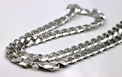 Sterling Silver 925 8mm Heavy Flat Kerb Curb Chain Necklace 50cm 50g