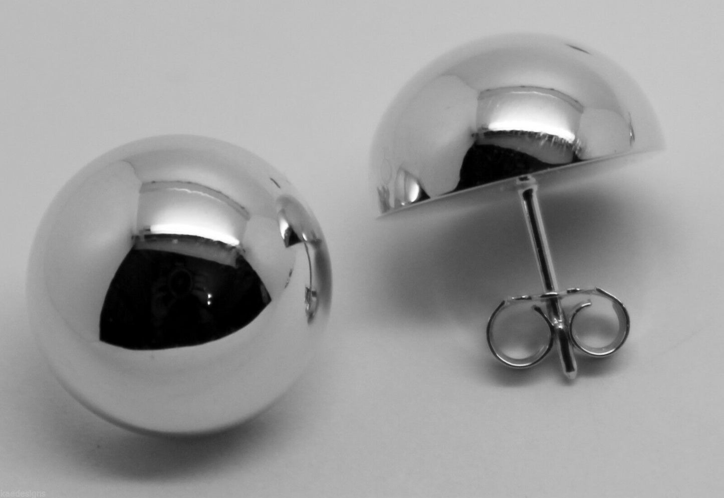 Kaedesigns, 9ct  9k Yellow Or White Or Rose Gold 375 18mm Half Ball Hook Earrings