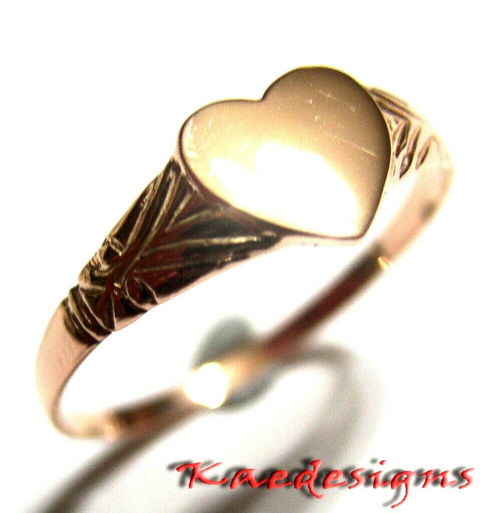Size M 1/2, New Solid Genuine New 9ct 9kt Yellow, Rose or White Gold Heart Signet Ring 200