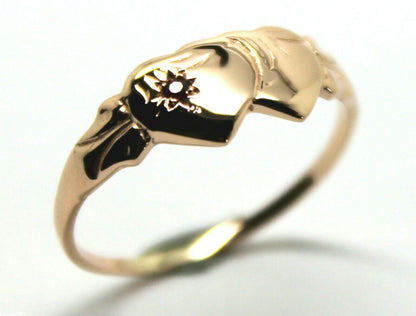 Genuine 9ct 9K Yellow, Rose or White Gold Ruby (Birthstone Of July) Double Heart Signet Ring - Choose your size
