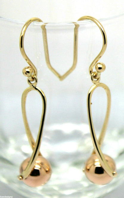 Kaedesigns 9ct 9kt 375 Yellow & Rose Gold 8mm Ball Drop Earrings