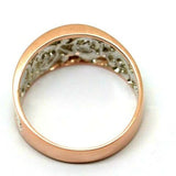 P 1/2 - 7 3/4  New Genuine Sterling Silver & 9ct Rose Gold Rims Filigree Swirl Ring