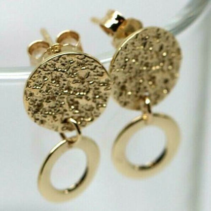 Genuine 9ct 9k 375 Yellow, Rose or White Gold Stud Disc Earrings Round Earrings